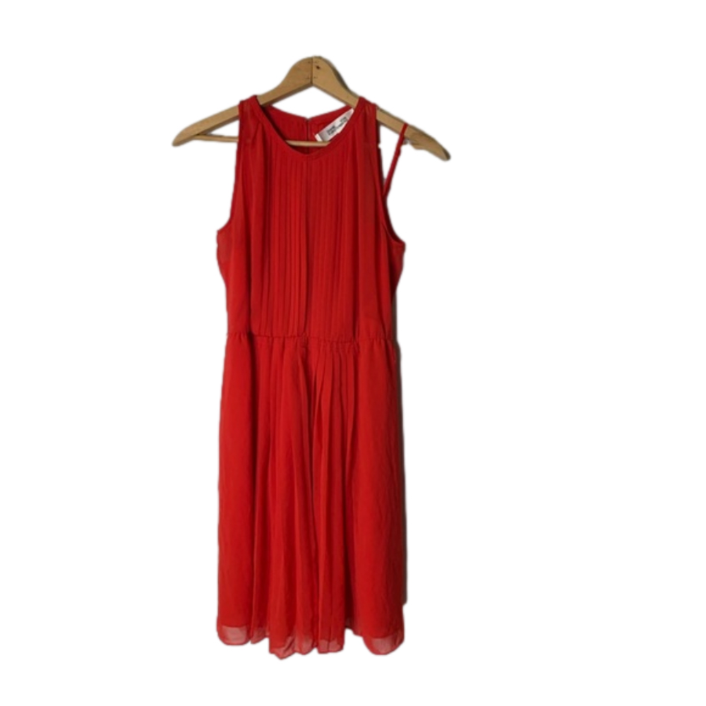 Diane Von Furstenberg Ria Red Pleated Sleeveless Midi Dress Elegant Chic